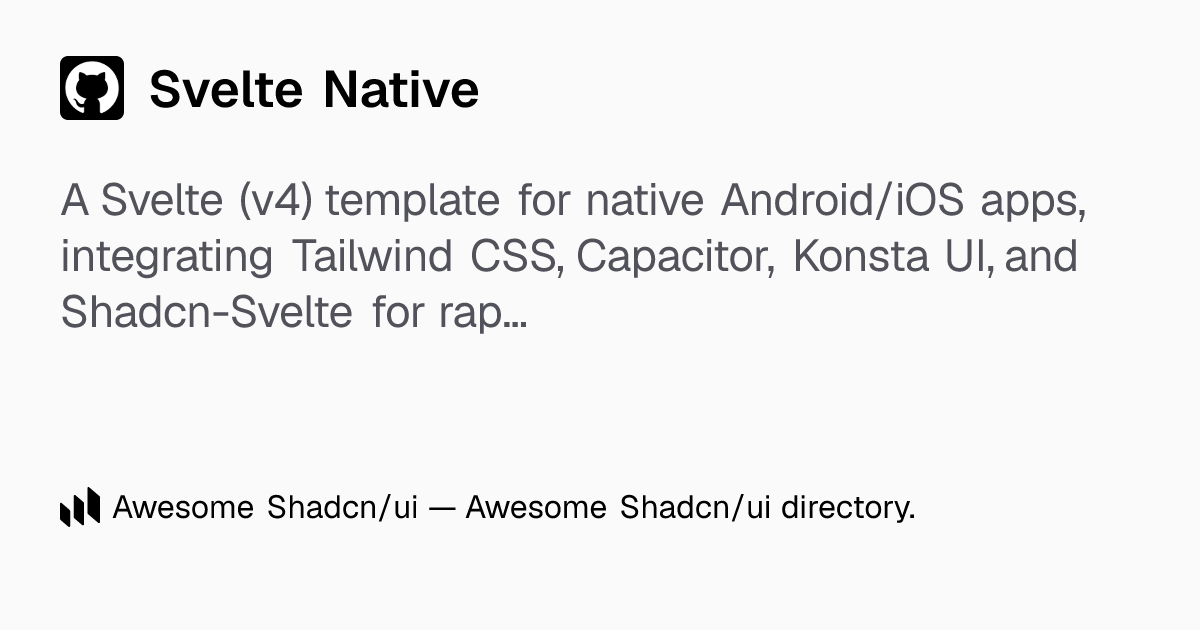 Svelte Native: Build native iOS/Android apps with Svelte, Capacitor ...
