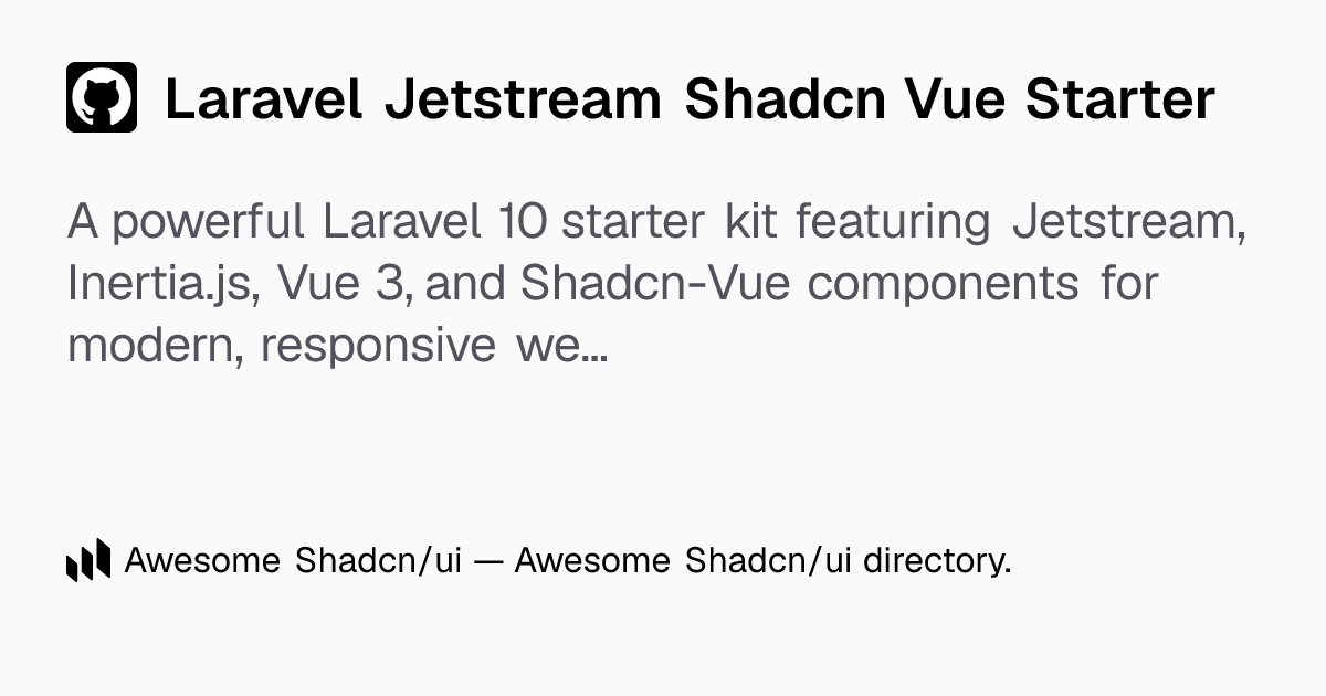 Laravel Jetstream Shadcn Vue Starter: Laravel Jetstream starter with ...