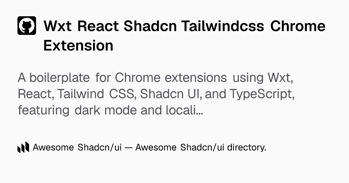 Wxt React Shadcn Tailwindcss Chrome Extension: Build Modern Chrome ...