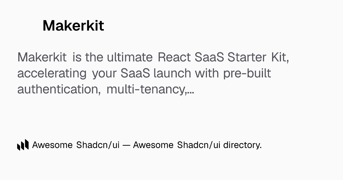 Makerkit: Makerkit: The ultimate React SaaS Starter Kit for rapid SaaS ...