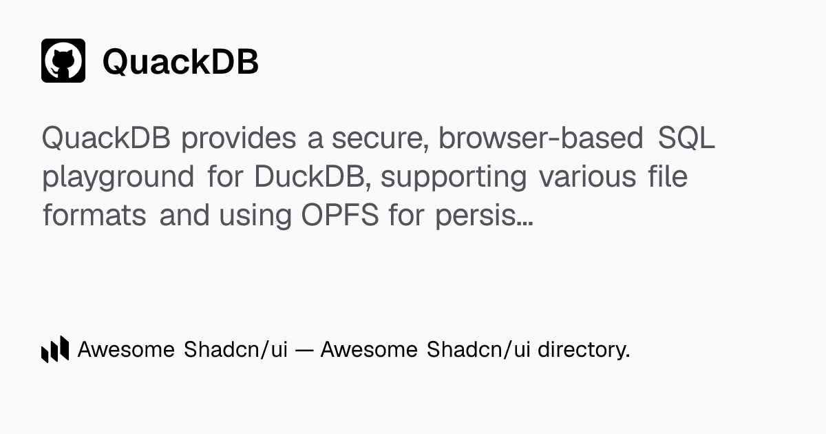 QuackDB: QuackDB: Your private, in-browser DuckDB SQL workspace and ...