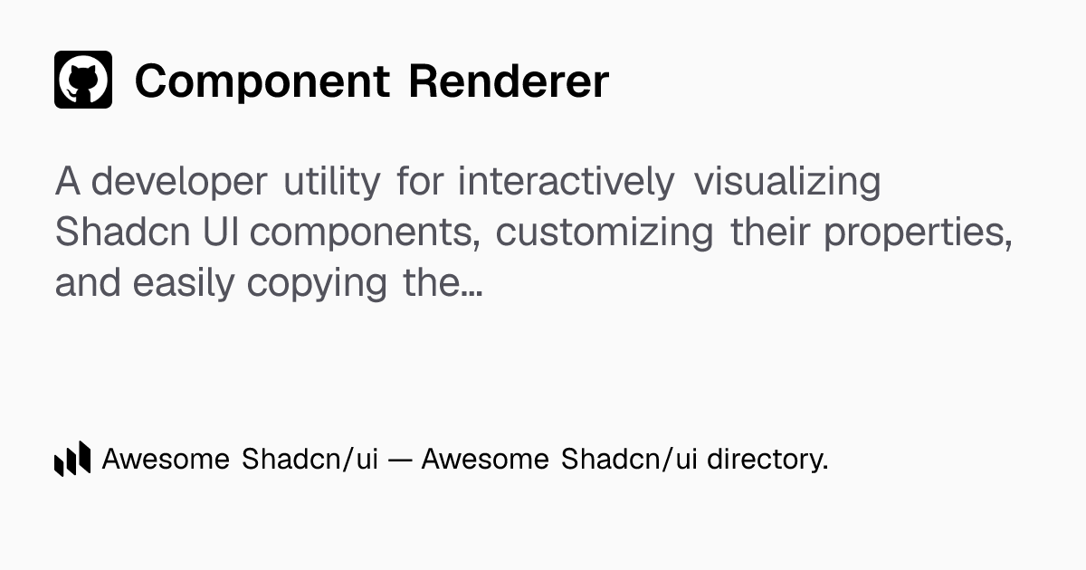 Component Renderer: Visualize Shadcn components and copy generated code ...