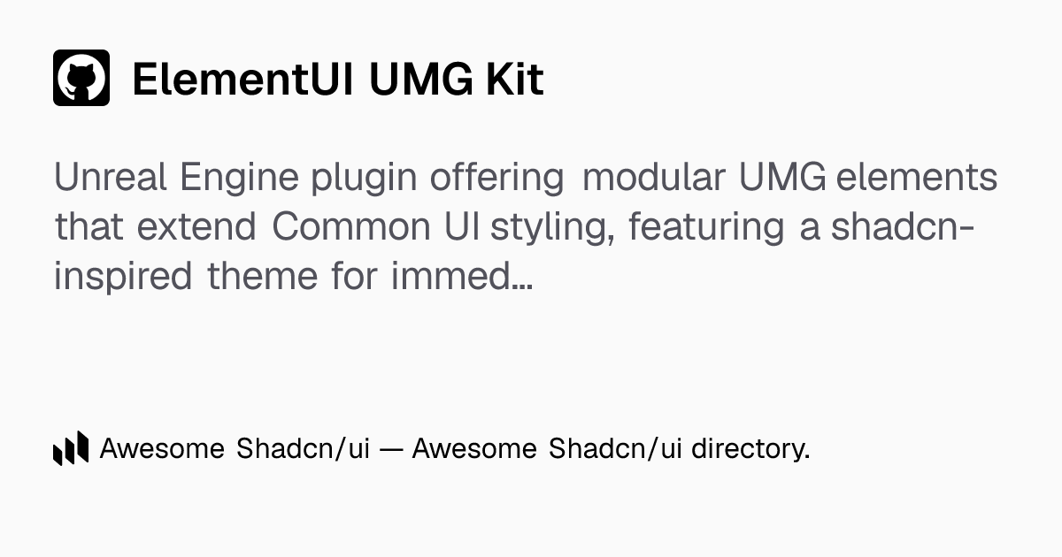 ElementUI UMG Kit: UE5 UMG Kit: Pre-styled, modular elements extending ...