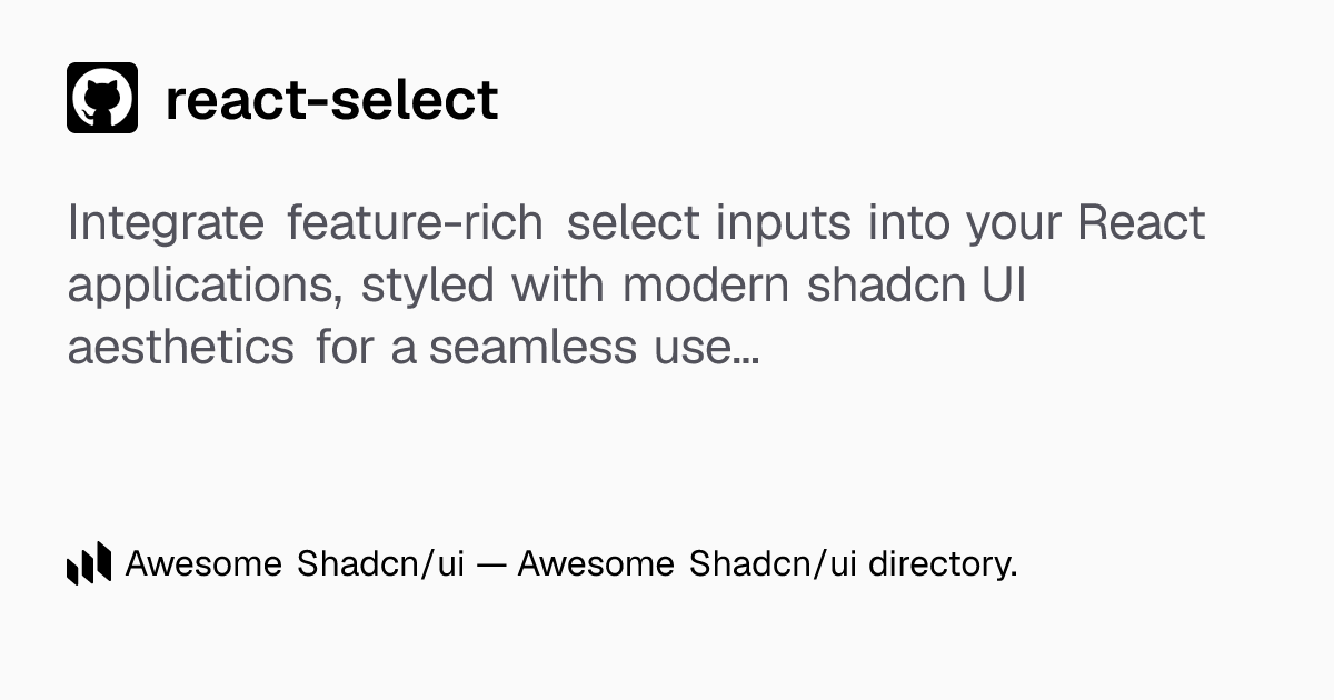 react-select: Powerful React select components, enhanced with elegant ...