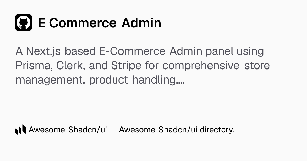 E Commerce Admin: Fullstack E-Commerce Admin: Manage stores with Next ...