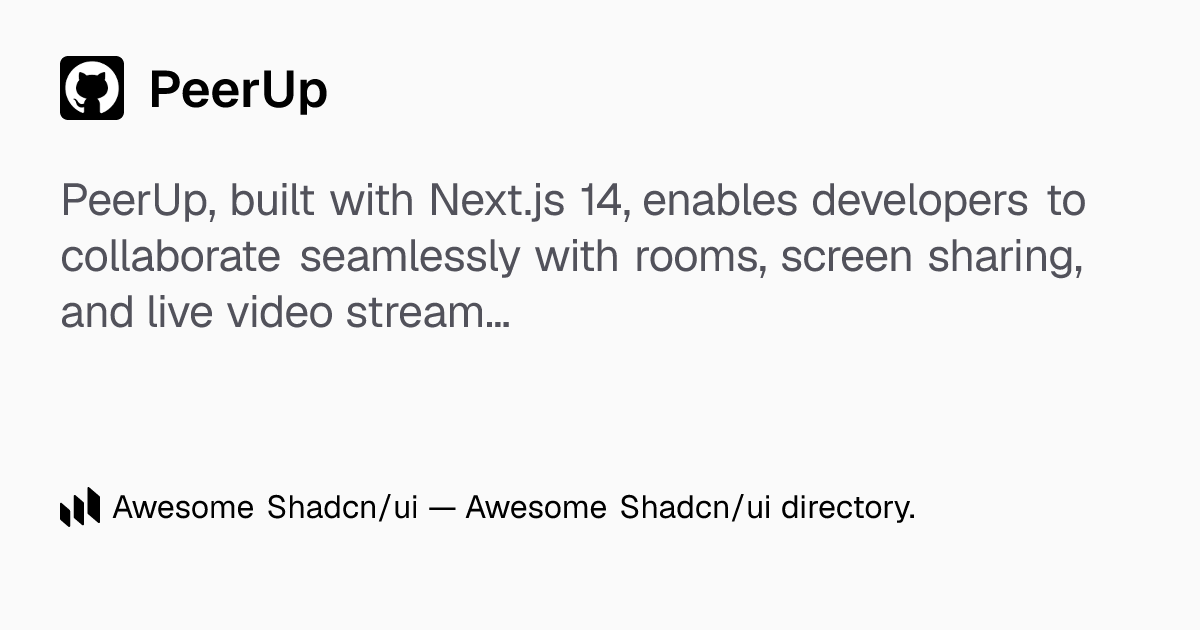 PeerUp: PeerUp: Next.js platform for live developer collaboration ...