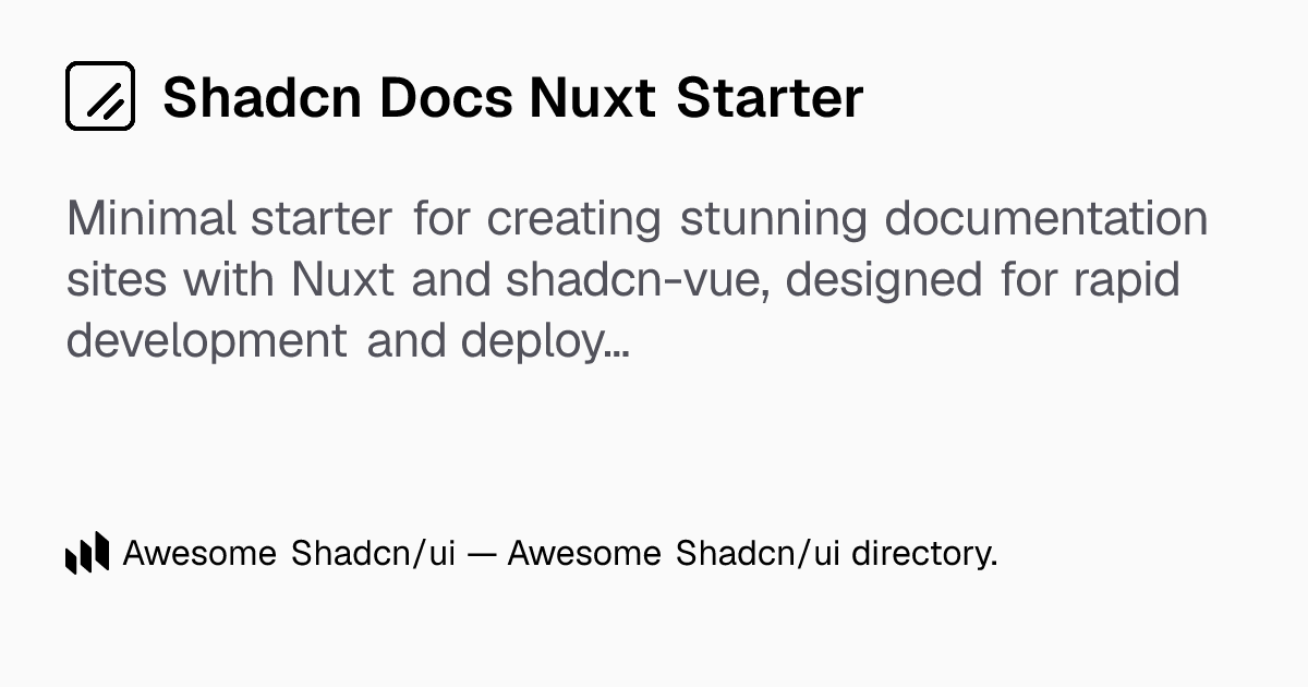 Shadcn Docs Nuxt Starter: shadcn-docs-nuxt: Your effortless starter for ...